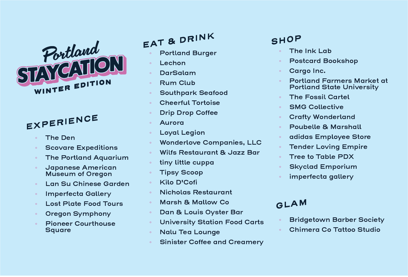 Winter Staycation Local's Pass — back